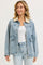 Washed Denim Button Down Oversized Jacket