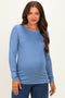 Blue Long Sleeve Maternity Top