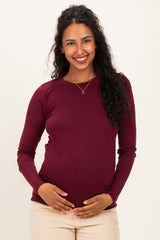 Burgundy Long Sleeve Maternity Top