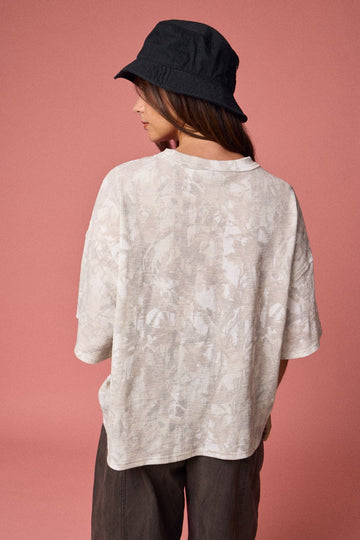 Faded Camo Print Ribbed Loose Fit Shirt
