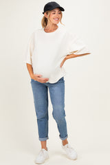 Cream Raw Cut Edge Maternity Boxy Tee