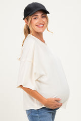 Cream Raw Cut Edge Maternity Boxy Tee
