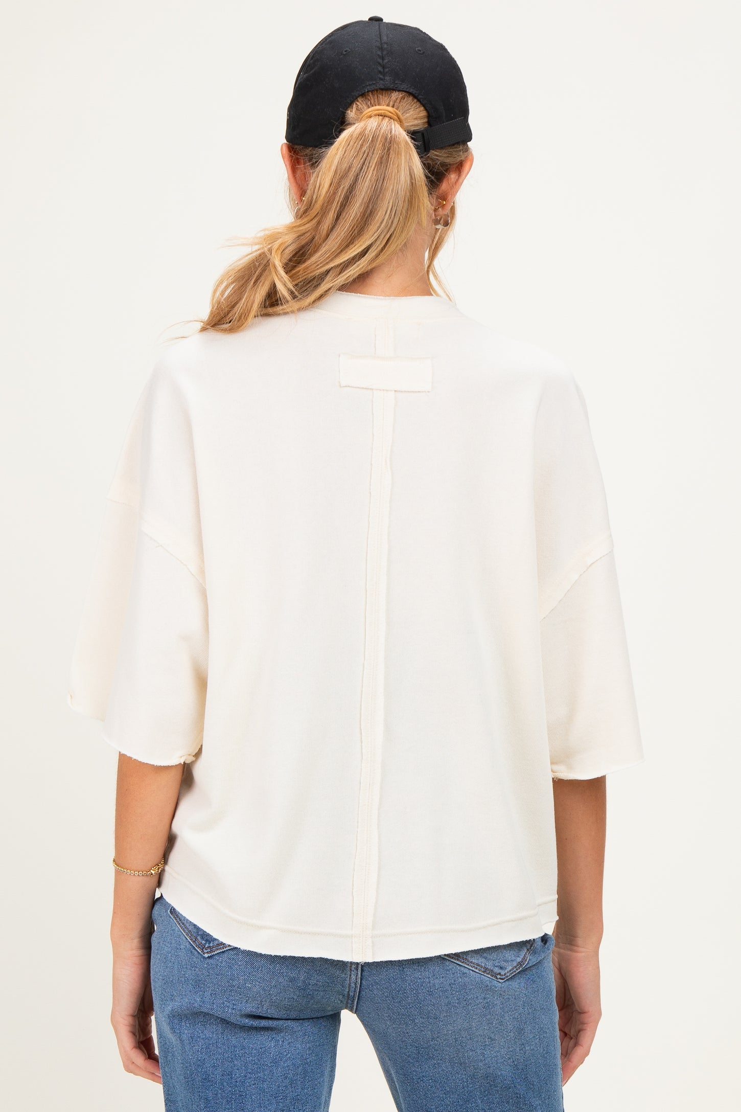 Cream Raw Cut Edge Maternity Boxy Tee