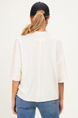 Cream Raw Cut Edge Maternity Boxy Tee