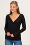 Black Fitted Long Sleeve Wrap/ Nursing Top