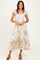 Beige Floral Ruffle Accent Midi Dress