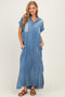 Light Denim Chambray Maxi Shirt Dress