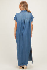 Medium Denim Chambray Maxi Shirt Dress