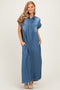 Medium Denim Chambray Maxi Shirt Dress