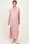 Pink Chambray Maternity Maxi Shirt Dress