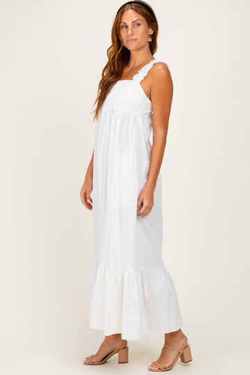 White Cutout Tie Back Midi Dress