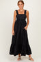 Black Cutout Tie Back Midi Dress