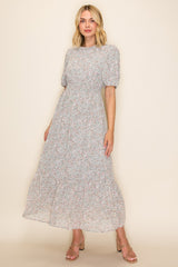 Sage Floral Chiffon Maxi Dress