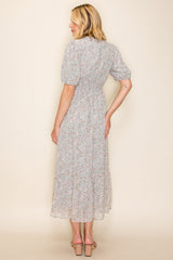 Sage Floral Chiffon Maxi Dress