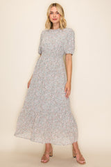 Sage Floral Chiffon Maternity Maxi Dress