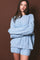Light Blue Oversized Cable Knit Sweater