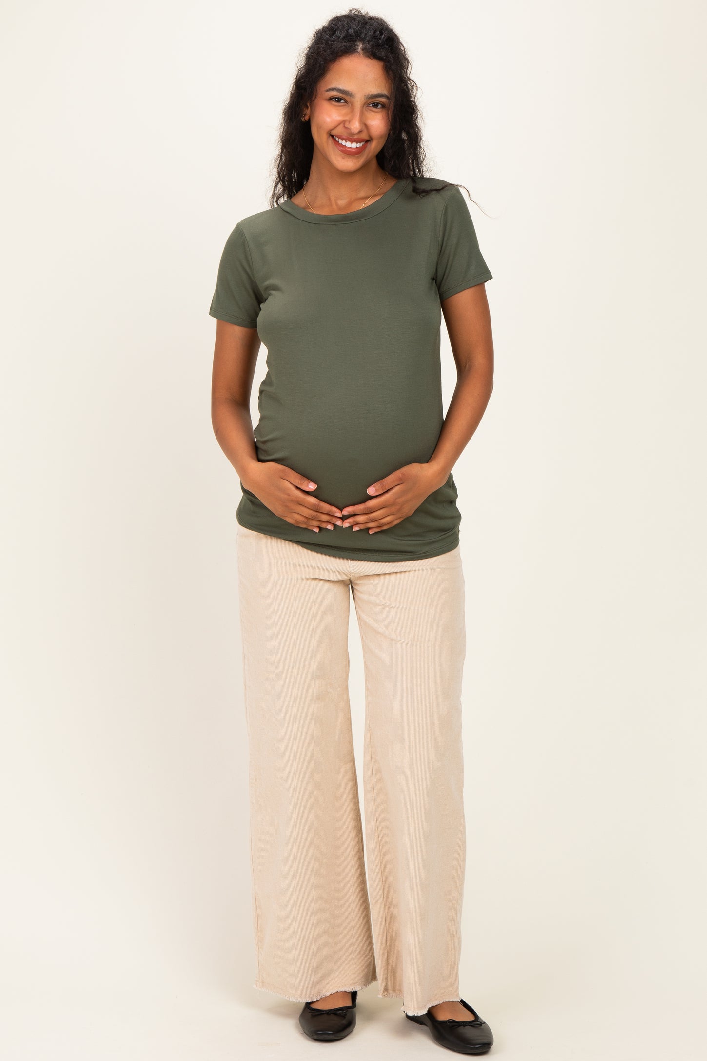 Sage Basic Short Sleeve Maternity Top