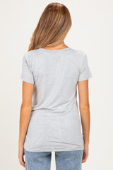 Heather Grey Basic Short Sleeve Maternity Top