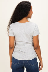 Heather Grey Basic Short Sleeve Maternity Fitted Top