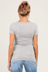 Heather Grey V-Neck Ruched Side Maternity Top