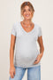 Heather Grey V-Neck Ruched Side Maternity Top