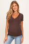 Brown V-Neck Ruched Side Maternity Top