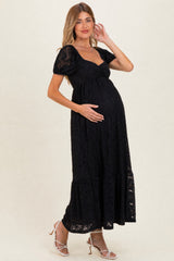 Black Lace Maternity Maxi Dress