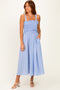 Blue Sleeveless Smocked Striped Maxi Dress