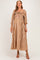Brown Gingham Ruffle Smocked Maternity Maxi