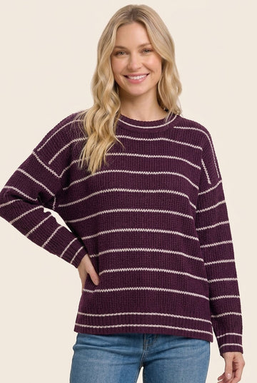 Dark Plum Striped Sweater