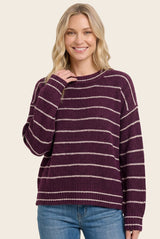 Dark Plum Striped Sweater