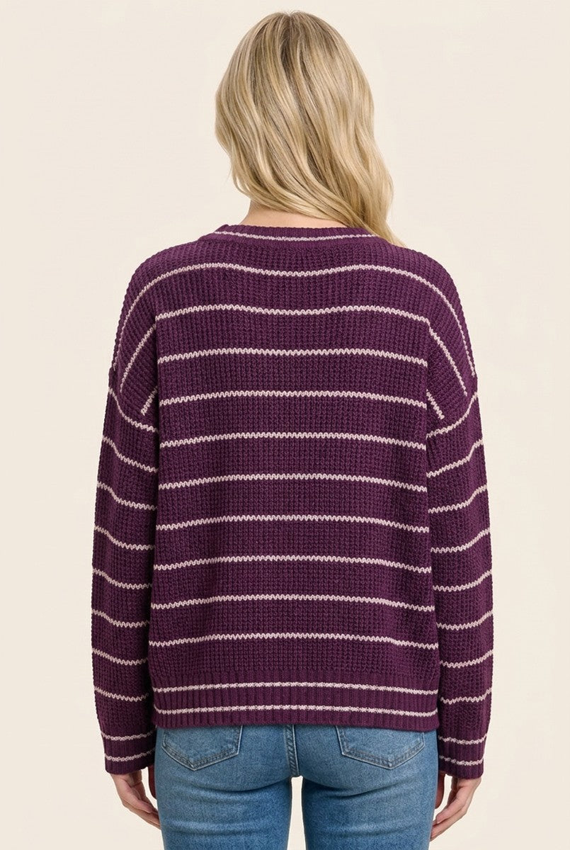 Dark Plum Striped Sweater