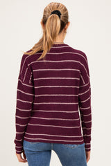 Dark Plum Striped Maternity Sweater