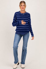Light Navy Striped Maternity Sweater