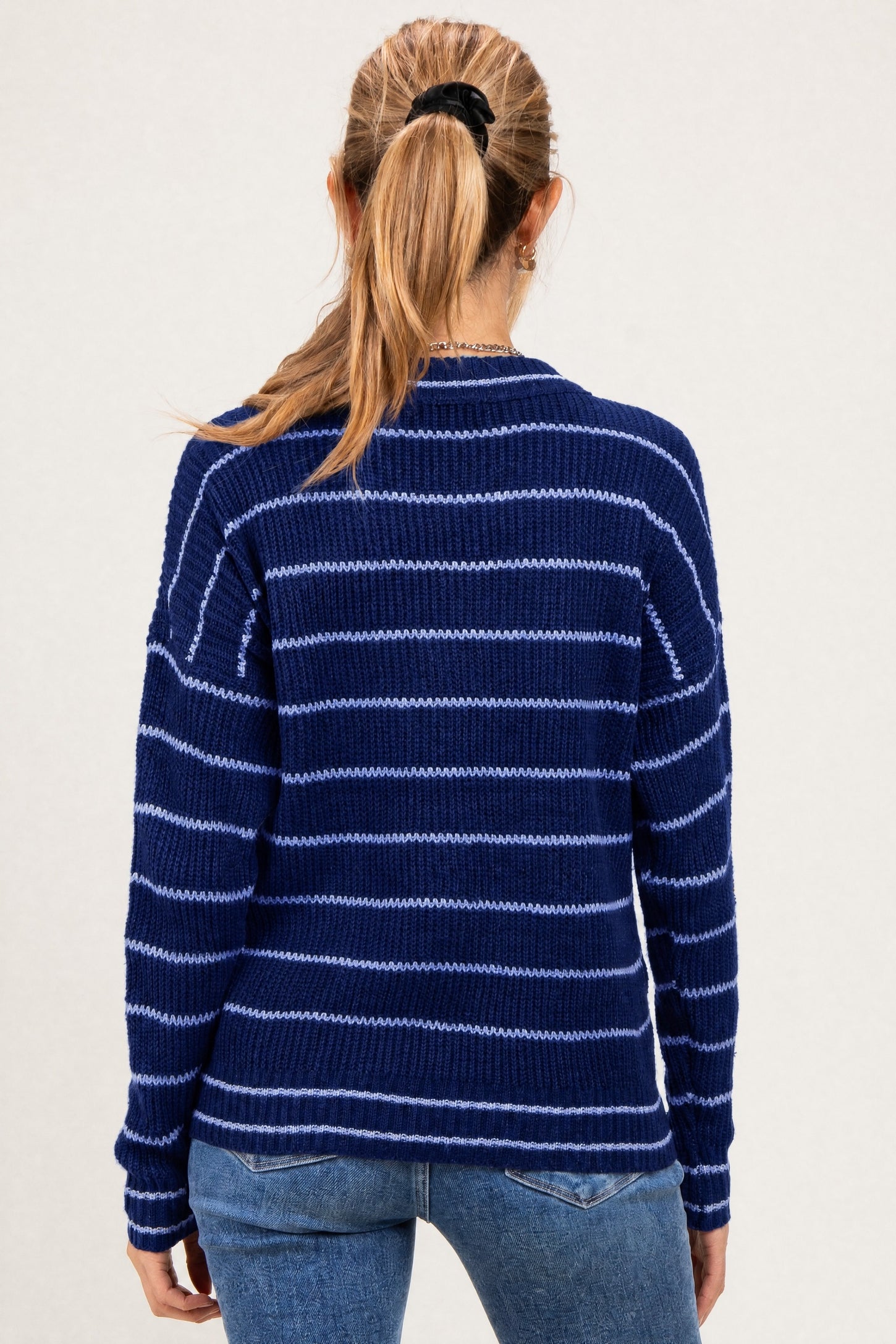 Light Navy Striped Maternity Sweater