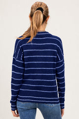 Light Navy Striped Maternity Sweater