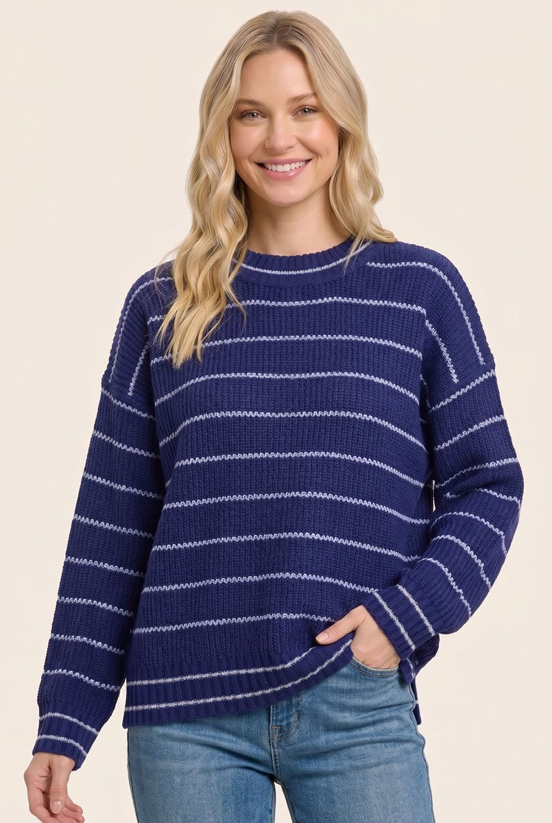 Light Navy Striped Sweater