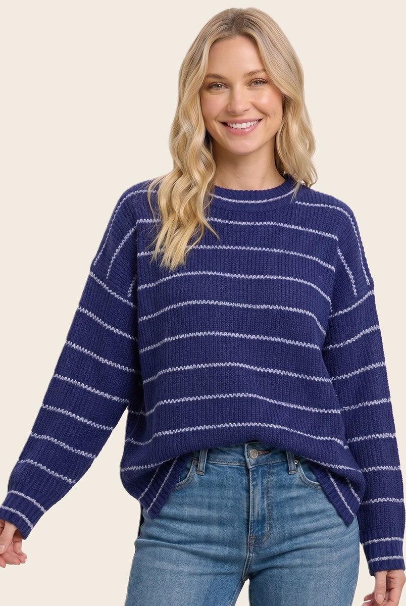 Light Navy Striped Sweater
