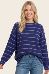 Light Navy Striped Sweater