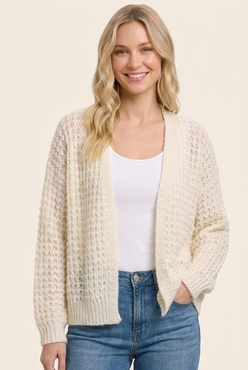 Ivory Chunky Waffle Knit Maternity Open Cardigan