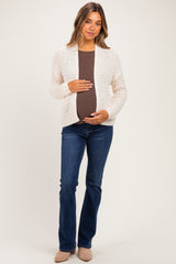 Ivory Chunky Waffle Knit Maternity Open Cardigan