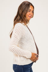Ivory Chunky Waffle Knit Maternity Open Cardigan