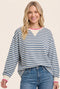 Denim Blue Relaxed Fit Striped Pullover
