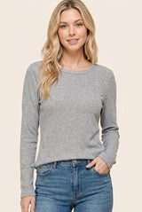 Heather Grey Fitted Ribbed Maternity Long Sleeve