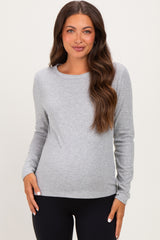 Heather Grey Fitted Ribbed Maternity Long Sleeve