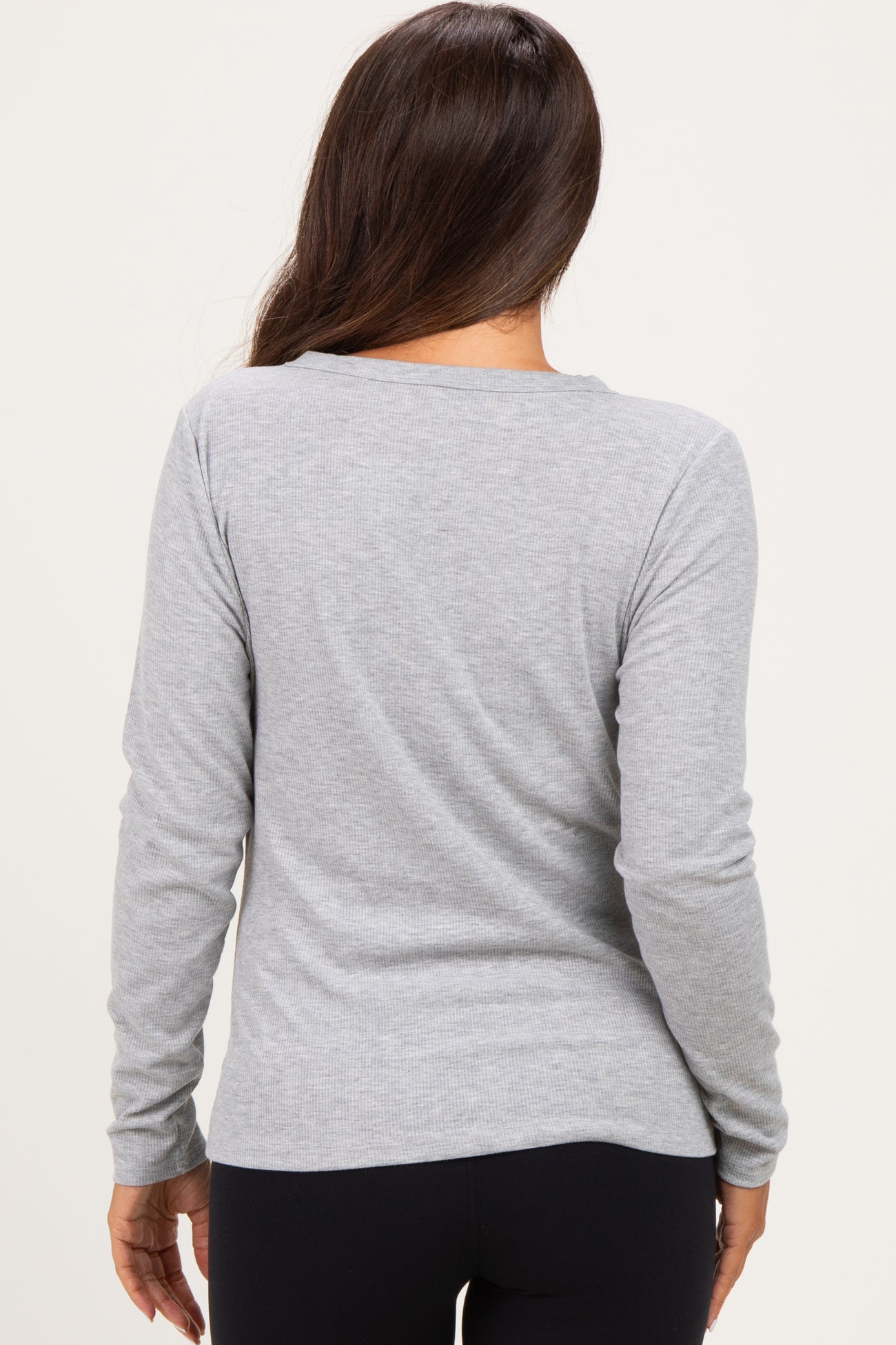 Heather Grey Fitted Ribbed Maternity Long Sleeve