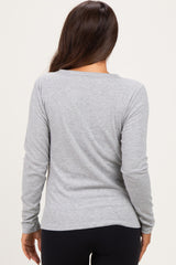 Heather Grey Fitted Ribbed Maternity Long Sleeve