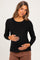Black Fitted Ribbed Maternity Long Sleeve