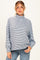 Light Blue Striped Mock Neck Oversized Maternity Top
