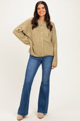Olive Long Sleeve Crew Neck Cardigan